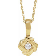 14K Yellow 1/10 CT Natural Diamond Knot 18" Necklace