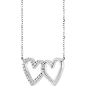 Platinum 1/8 CTW Natural Diamond Petite Double Interlocking Heart 16-18" Necklace