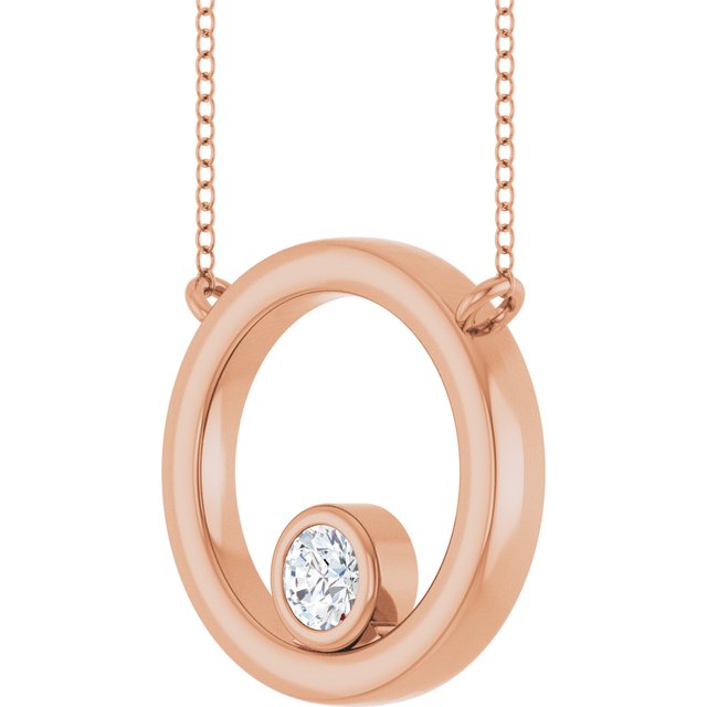14K Rose 1/6 CT Lab-Grown Diamond Geometric 18" Necklace