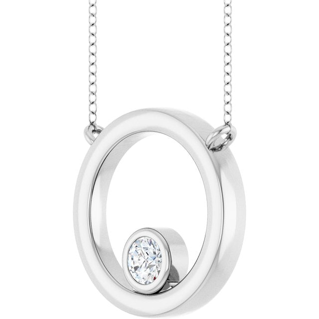 Sterling Silver 1/6 CT Lab-Grown Diamond Geometric 18" Necklace