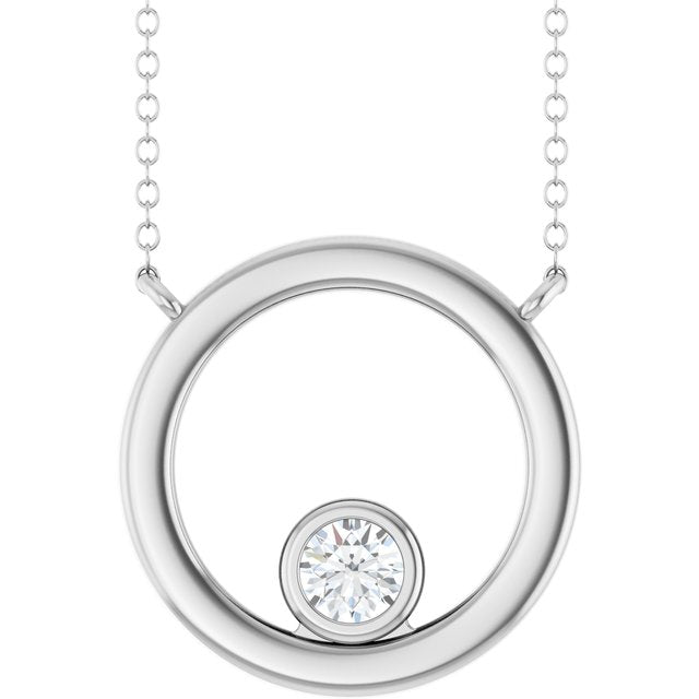 Sterling Silver 1/6 CT Lab-Grown Diamond Geometric 18" Necklace