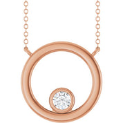 14K Rose 1/6 CT Natural Diamond Geometric 18" Necklace