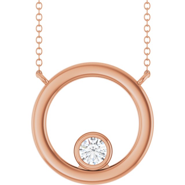 14K Rose 1/6 CT Natural Diamond Geometric 18" Necklace
