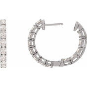 14K White 2 5/8 CTW Lab-Grown Diamond Inside-Outside 20.6 mm Hoop Earrings