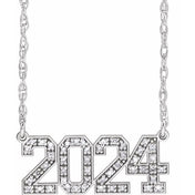 10K Natural Diamond Number Necklace 16-18" in Yellow and White Gold