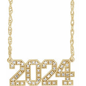 10K Natural Diamond Number Necklace 16-18" in Yellow and White Gold