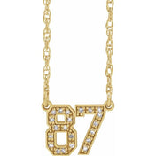 14K Yellow Natural Diamond 1-2 Numbers 16-18" Necklace