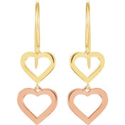14K Yellow/Rose Double Heart Earrings