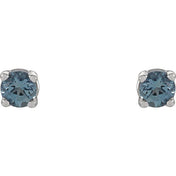 14K White 2.5 mm Natural Aquamarine Stud Earrings