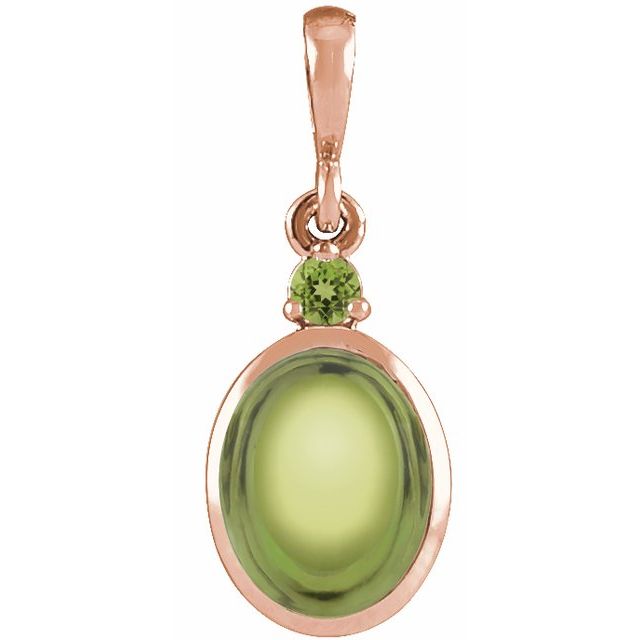 14K Rose 8x6 mm Natural Peridot Pendant