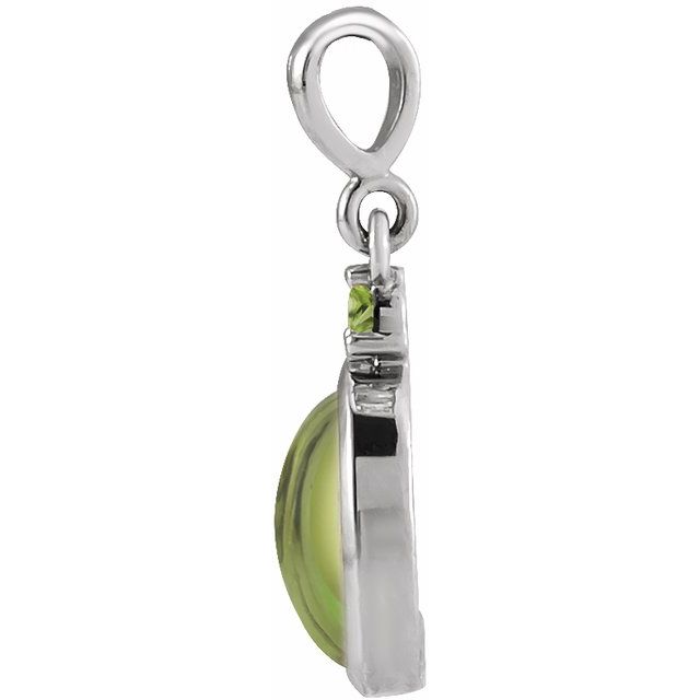 Platinum 5x3 mm Natural Peridot Pendant