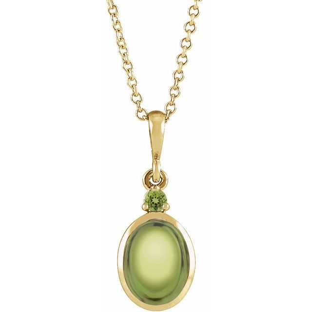 14K Yellow 6x4 mm Natural Peridot 16-18" Necklace