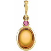14K Yellow 5x3 mm Natural Citrine & Natural Pink Tourmaline Pendant