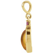14K Yellow 8x6 mm Natural Citrine & Natural Pink Tourmaline Pendant