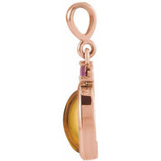 14K Rose 8x6 mm Natural Citrine & Natural Pink Tourmaline Pendant