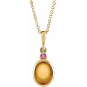 14K Yellow 5x3 mm Natural Citrine & Natural Pink Tourmaline 16-18" Necklace