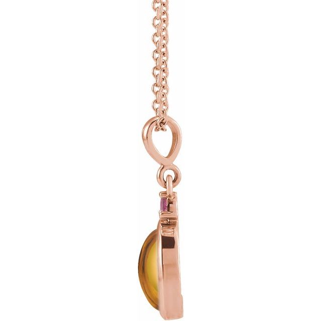 14K Rose 5x3 mm Natural Citrine & Natural Pink Tourmaline 16-18" Necklace