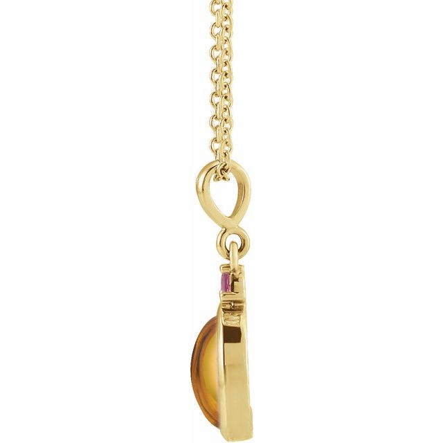 14K Yellow 8x6 mm Natural Citrine & Natural Pink Tourmaline 16-18" Necklace