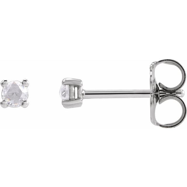 14K White .07 CTW Rose-Cut Natural Diamond Stud Earrings