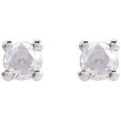 14K White .07 CTW Rose-Cut Natural Diamond Stud Earrings