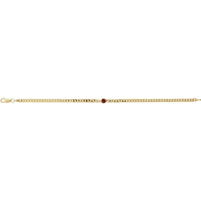 14K Yellow Natural Mozambique Garnet Link 7" Bracelet
