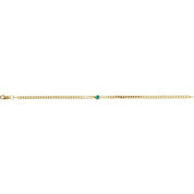 14K Yellow Lab-Grown Emerald Link 7" Bracelet