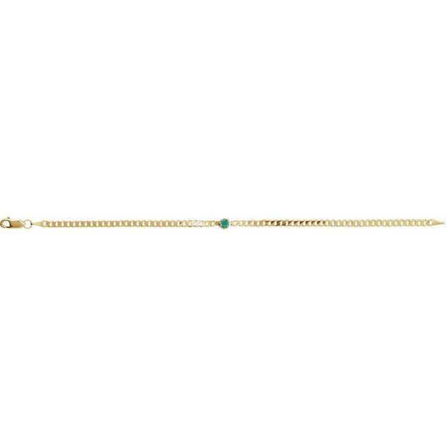 14K Yellow Lab-Grown Emerald Link 7" Bracelet