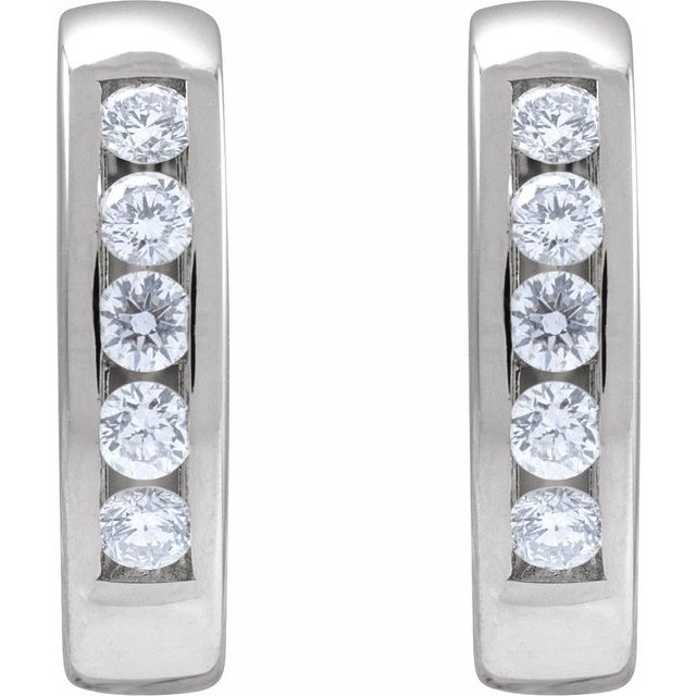 Platinum 1/3 CTW Natural Diamond 14 mm Hinged Hoop Earrings