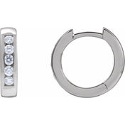 Platinum 1/3 CTW Natural Diamond 14 mm Hinged Hoop Earrings