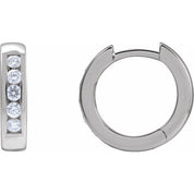 Platinum 1/3 CTW Natural Diamond 14 mm Hinged Hoop Earrings