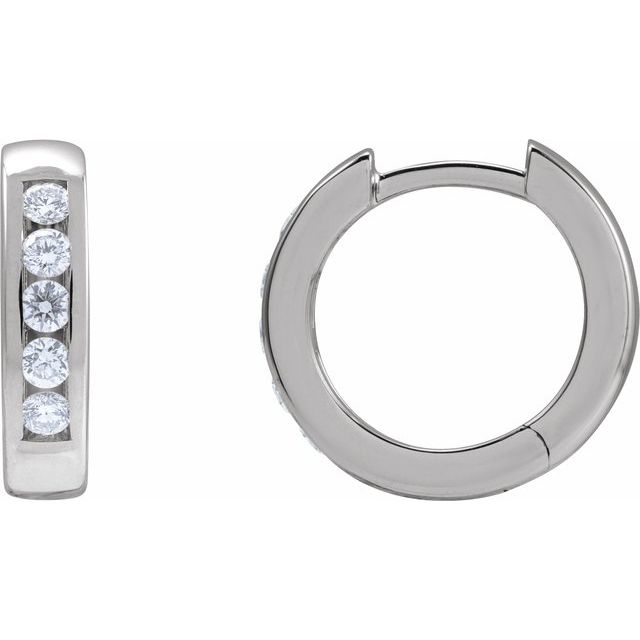 Platinum 1/3 CTW Natural Diamond 14 mm Hinged Hoop Earrings