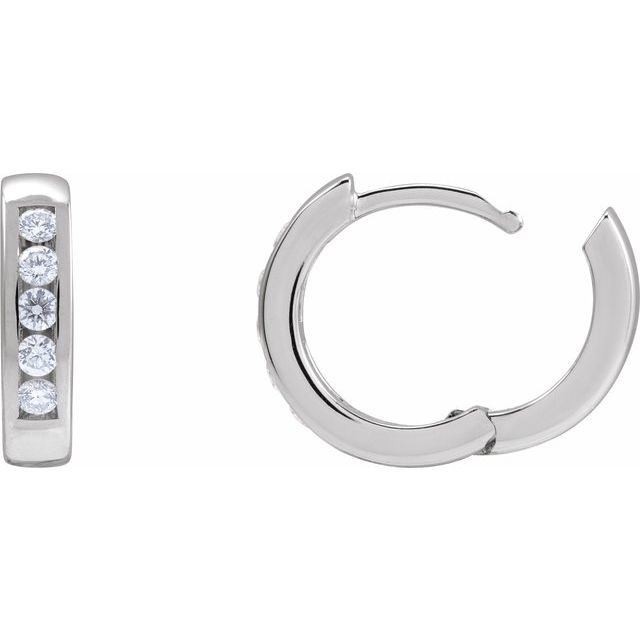 Platinum 1/3 CTW Natural Diamond 14 mm Hinged Hoop Earrings