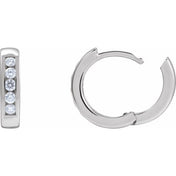 Sterling Silver 1/3 CTW Natural Diamond 14 mm Hinged Hoop Earrings