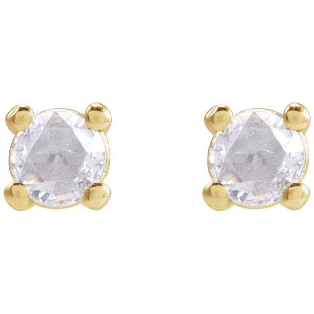 14K Yellow .07 CTW Rose-Cut Natural Diamond Stud Earrings