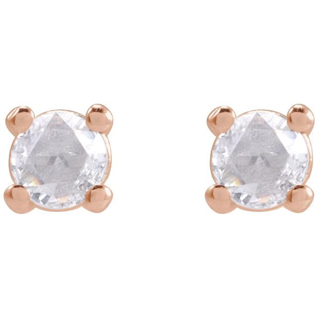 14K Rose .07 CTW Rose-Cut Natural Diamond Stud Earrings
