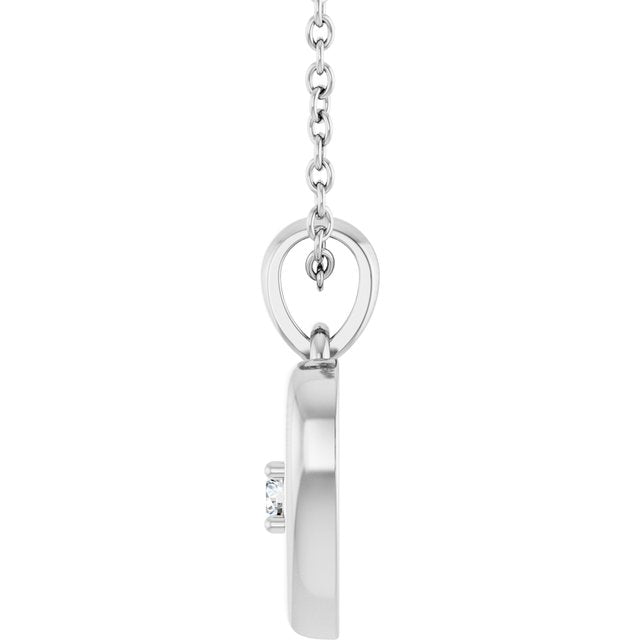 14K White .03 CTW Natural Diamond Starburst Heart 16-18" Necklace