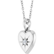 14K White .03 CTW Natural Diamond Starburst Heart 16-18" Necklace