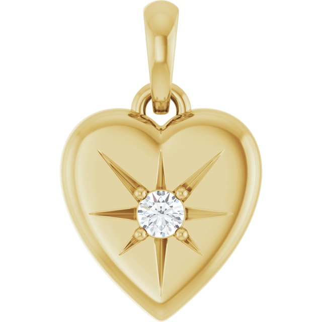 14K Yellow Gold .03 CTW Natural Diamond Starburst Heart Pendant - Stylish Jewelry by [Brand Name]