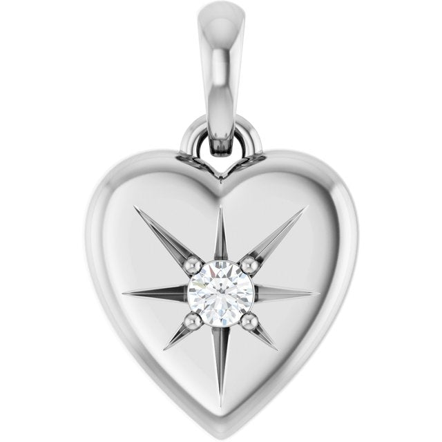 Platinum .03 CTW Natural Diamond Starburst Heart Pendant - 88846:110:P