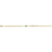 14K Yellow Natural Emerald Link 7" Bracelet