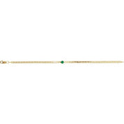 14K Yellow Natural Emerald Link 7" Bracelet