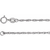 14K White 1.75 mm Rope 7" Chain