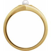 14K Yellow Cultured White Akoya Pearl Heart Ring