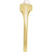 14K Yellow Cultured White Akoya Pearl Heart Ring