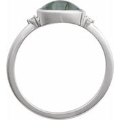 Sterling Silver Natural Moss Agate & .03 CTW Natural Diamond Ring