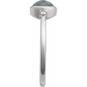 14K White Natural Moss Agate & .03 CTW Natural Diamond Ring