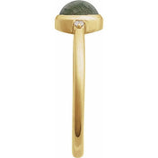 14K Yellow Natural Moss Agate & .03 CTW Natural Diamond Ring