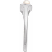 Platinum Cultured White Akoya Pearl Heart Ring
