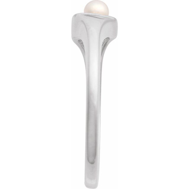 Platinum Cultured White Akoya Pearl Heart Ring