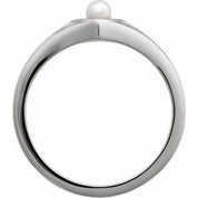 Platinum Cultured White Akoya Pearl Heart Ring